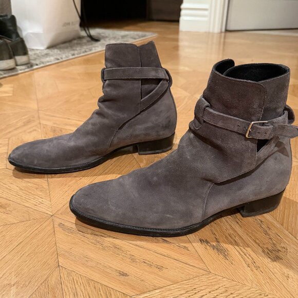 Saint Laurent Gray Suede Wyatt Jodhpur Boots SZ 42/US 9